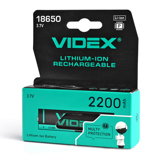 VIDEX 18650-P protected Li-ion rechargeable battery, 2200 mAh, 3.7 V – 1 pc – official VIDEX image 2