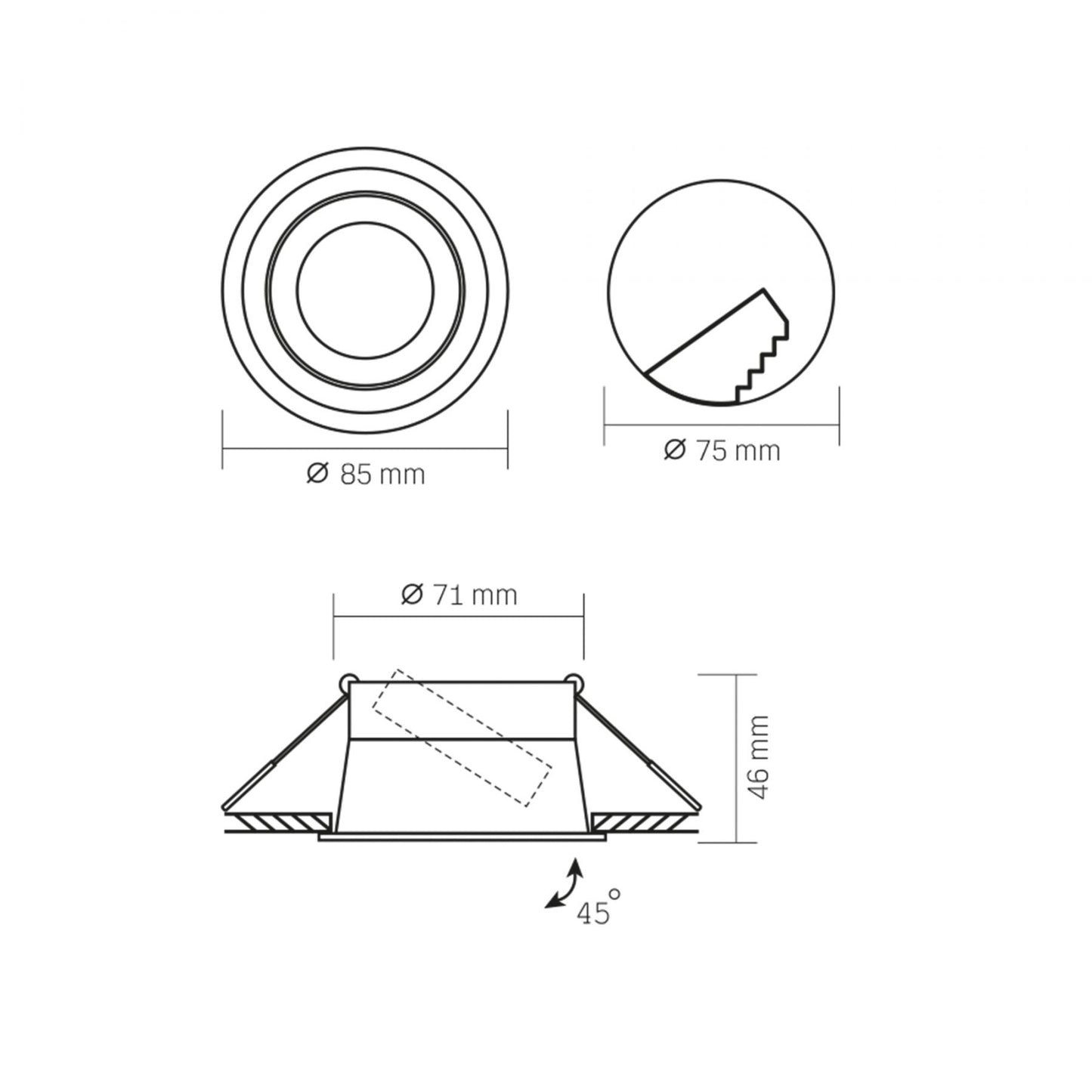 VIDEX VL-SPF09R-W Recessed GU10 Spotlight Frame - White - official product image 4