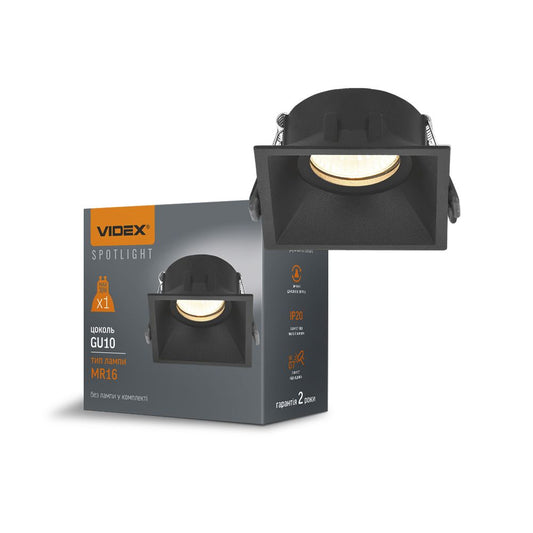 VIDEX VL-SPF09S-B Recessed GU10 Spotlight Frame - Black - official product image 2