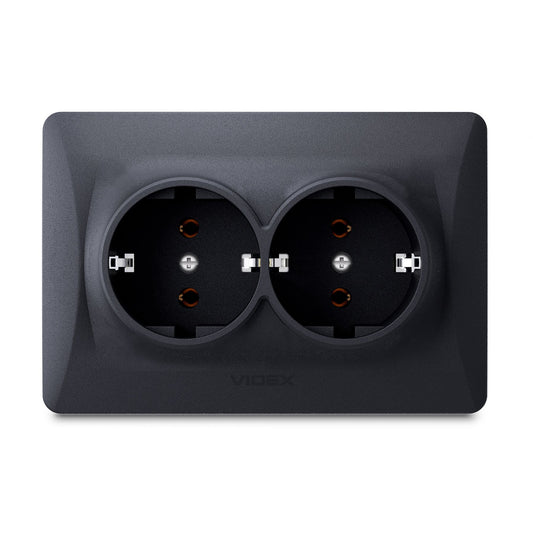 VIDEX BINERA Double schuko socket Black Graphite – image 2