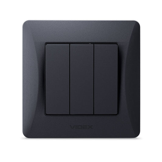 VIDEX BINERA Switch 3 gang Black Graphite – image 2