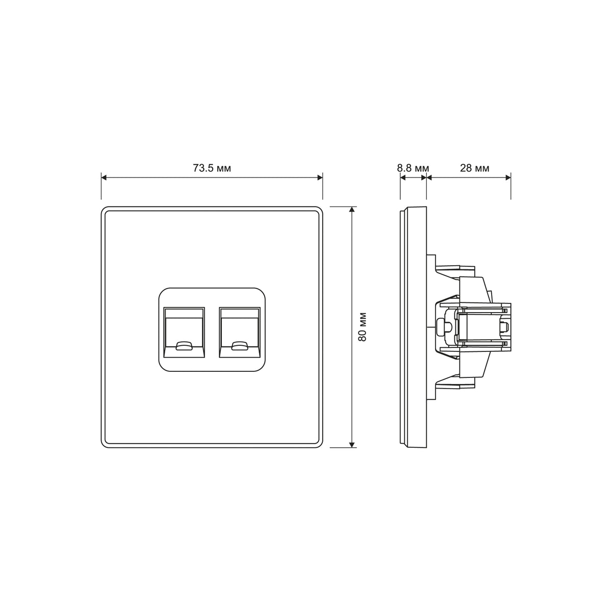 Official VIDEX NOTA product view or dimensions — VF-NT-SK2PC6-BL, VF-NT-SK2PC6-BR, VF-NT-SK2PC6-GR, VF-NT-SK2PC6-WH