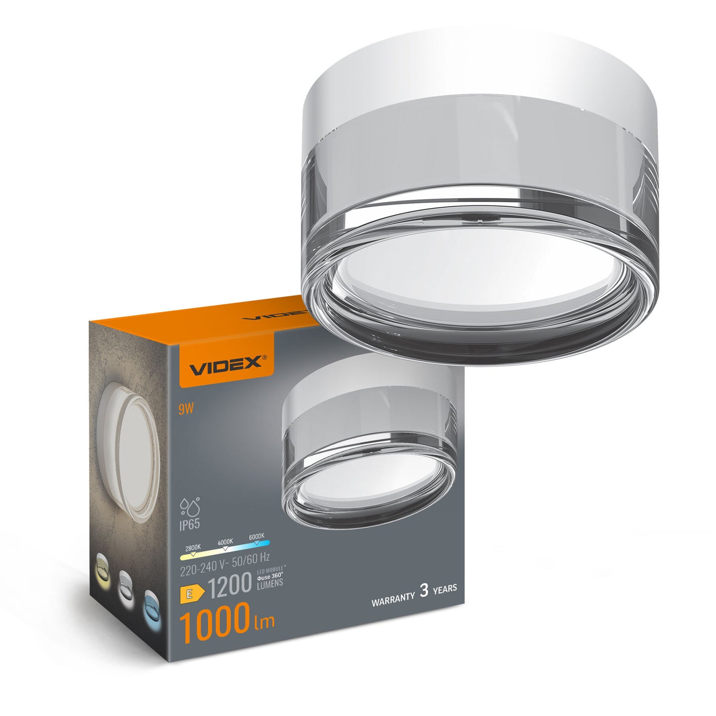 LED Wall and Ceiling Light VIDEX BHD01 9W 2800K-4000K-6000K - White
