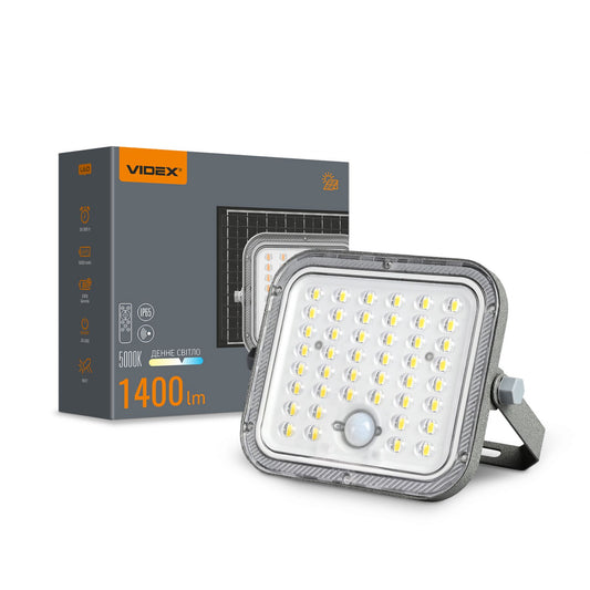 Solar Floodlight VIDEX VL-FSO4-205-S with Motion Sensor, 1400 lm, 5000 K - official VIDEX image 1