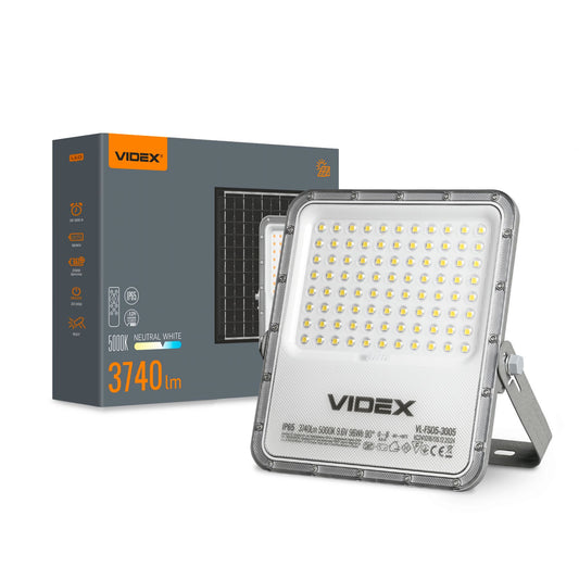 Solar Floodlight VIDEX VL-FSO5-3005, 3740 lm, 5000 K - official VIDEX image 1