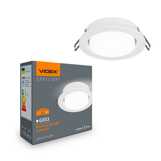 VIDEX VL-SPF27R-W Recessed GX53 Spotlight Frame - White - official product image 2