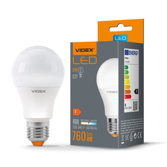 VIDEX A60 LED-pirn 8 W E27, 4000 K