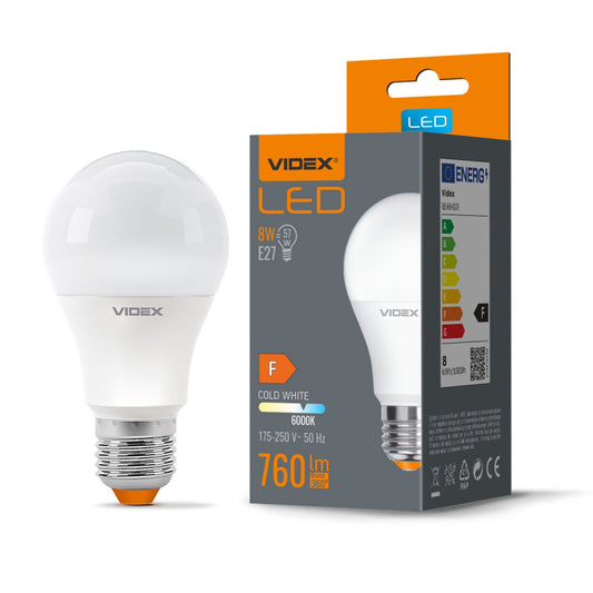VIDEX A60 LED-pirn 8 W E27, 6000 K
