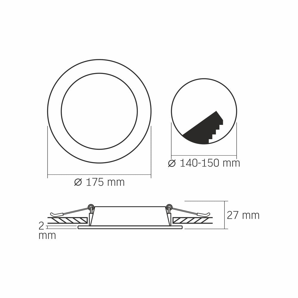 VIDEX VLE-DLBR-124 12 W Round Recessed LED Downlight, 4000 K - White - official product image 6