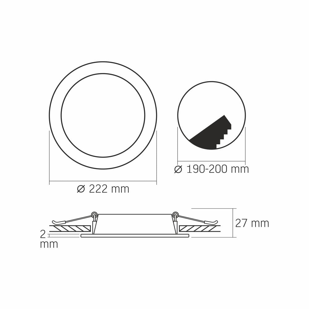 VIDEX VLE-DLBR-184 18 W Round Recessed LED Downlight, 4000 K - White - official product image 7