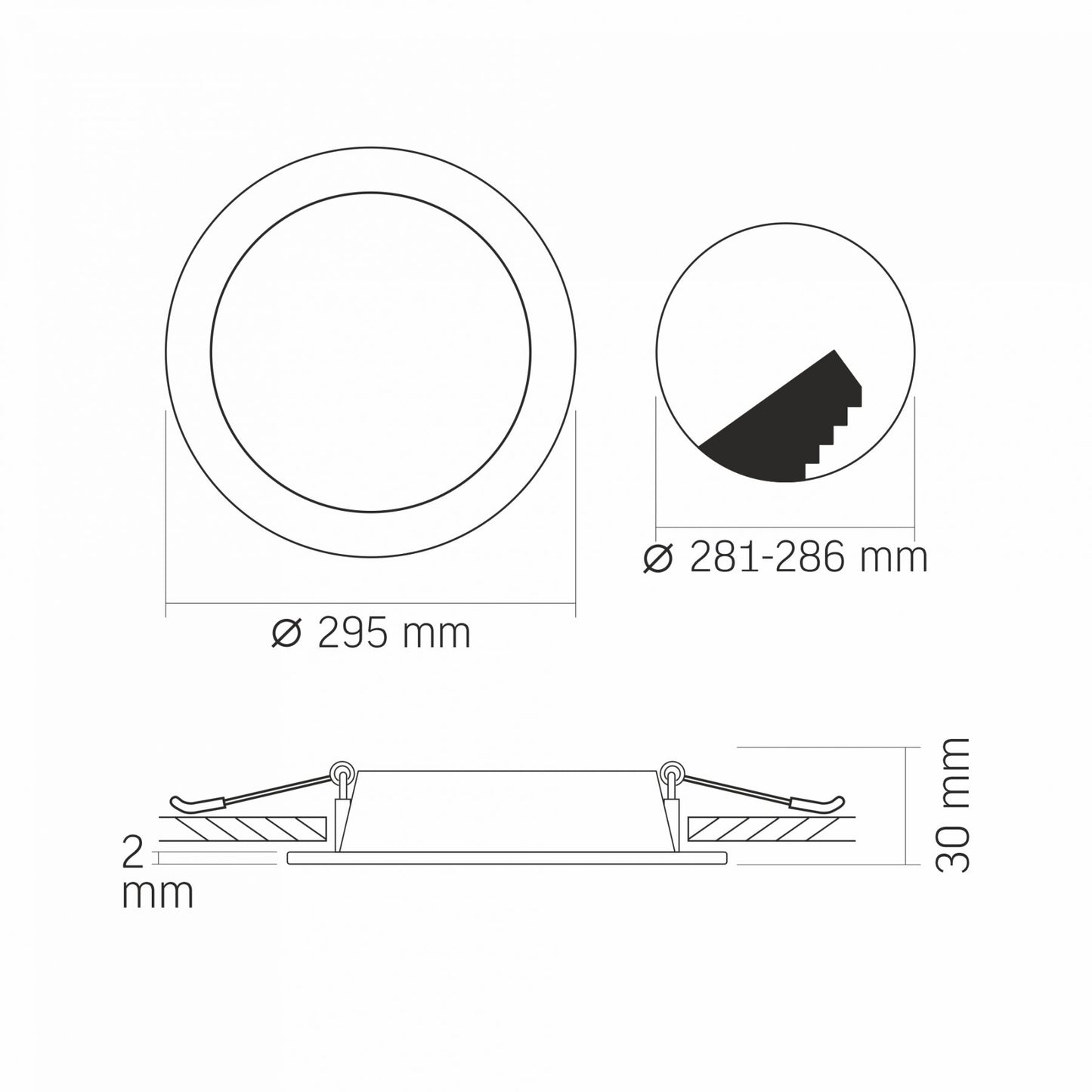 VIDEX VLE-DLBR-244 24 W Round Recessed LED Downlight, 4000 K - White - official product image 6