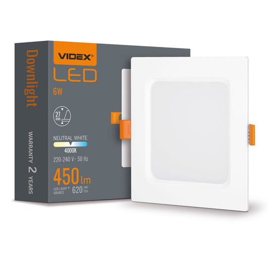 VIDEX VLE-DLBS-064 6 W Square Recessed LED Downlight, 4000 K - White - official product image 2