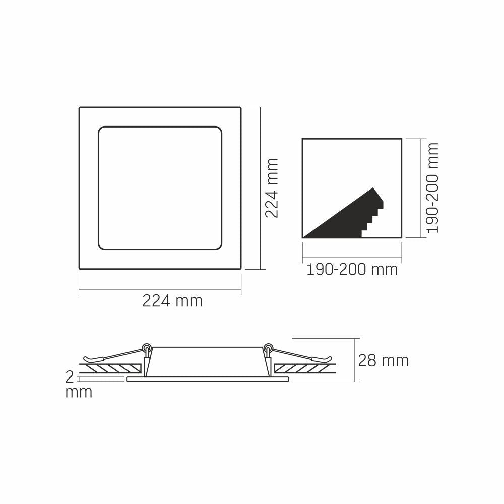 VIDEX VLE-DLBS-184 18 W Square Recessed LED Downlight, 4000 K - White - official product image 6