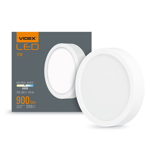 VIDEX VLE-DLRS-124 12 W Round Surface LED Downlight, 4000 K - White - official product image 2