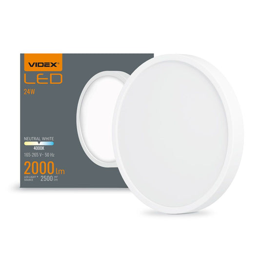 VIDEX VLE-DLRS-244 24 W Round Surface LED Downlight, 4000 K - White - official product image 2