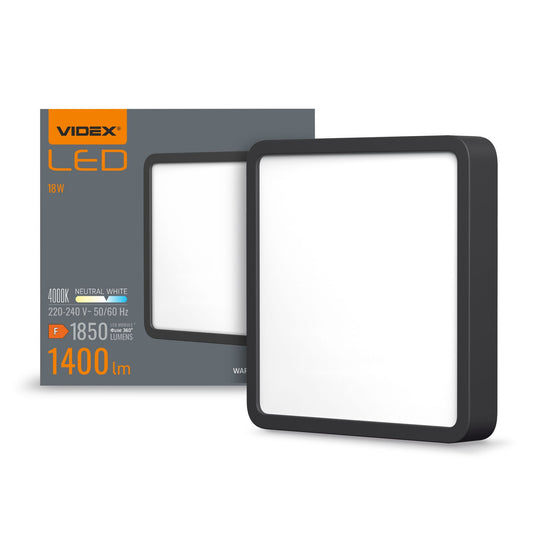 VIDEX VLE-DLSS-184B 18 W Square Surface LED Downlight, 4000 K - Black - official product image 2