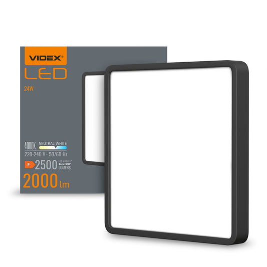 VIDEX VLE-DLSS-244B 24 W Square Surface LED Downlight, 4000 K - Black - official product image 2