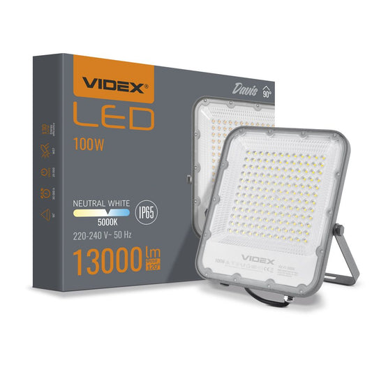 VIDEX DAVIS 100 W LED floodlight / LED-prožektor, 5000 K, gray / hall, VL-F2-1005G