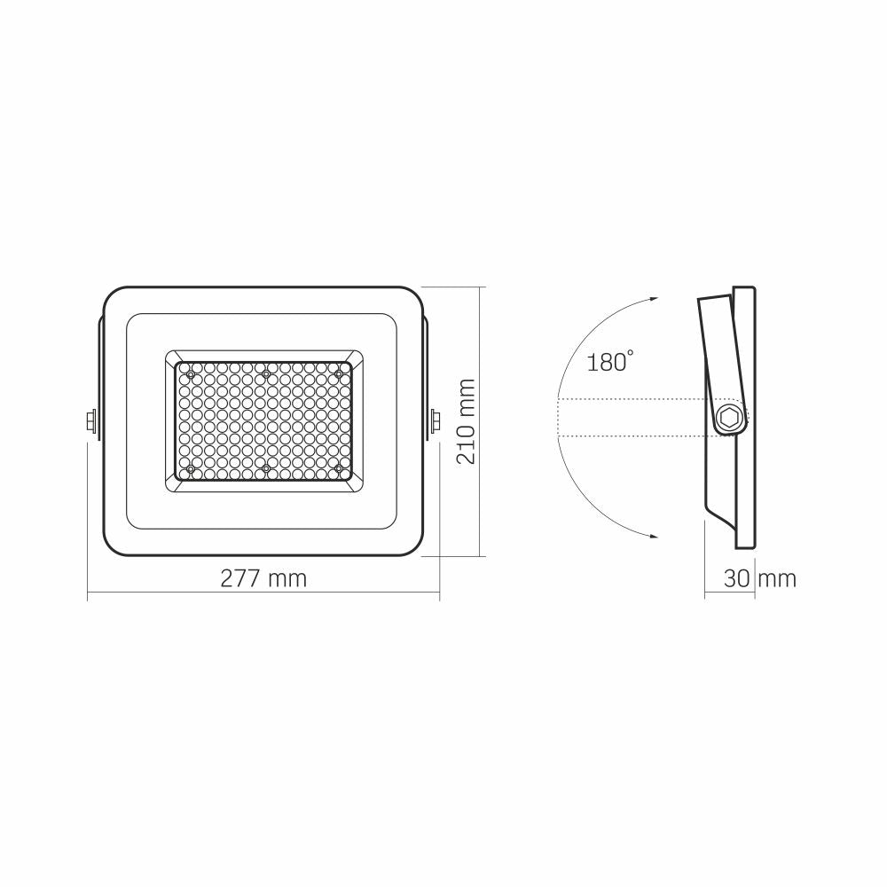 VIDEX LUCA 100 W LED floodlight / LED-prožektor, 5000 K, white / valge, VLE-F2e-1005W — view / vaade 5