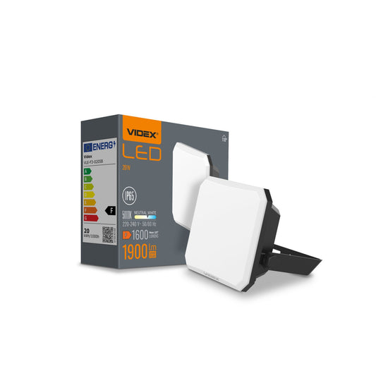 VIDEX F3 20 W LED floodlight / LED-prožektor, 5000 K, black / must, VLE-F3-0205B