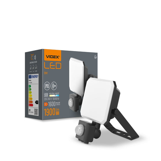 VIDEX F3 20 W LED floodlight / LED-prožektor, 5000 K, black / must, VLE-F3-0205B-S