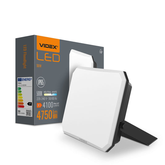 VIDEX F3 50 W LED floodlight / LED-prožektor, 5000 K, black / must, VLE-F3-0505B