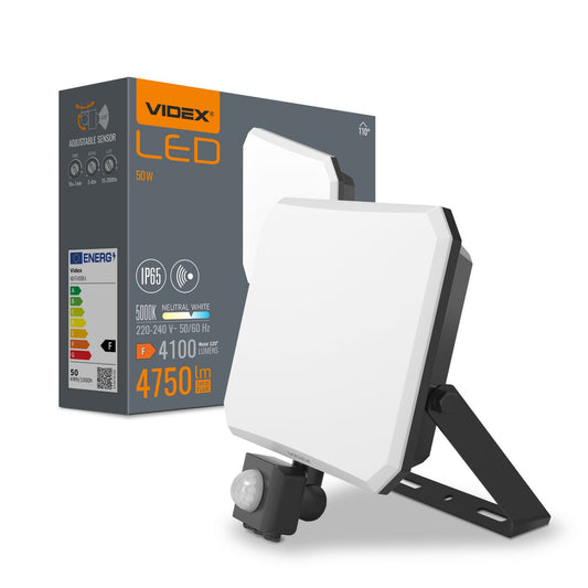 VIDEX F3 50 W LED floodlight / LED-prožektor, 5000 K, black / must, VLE-F3-0505B-S