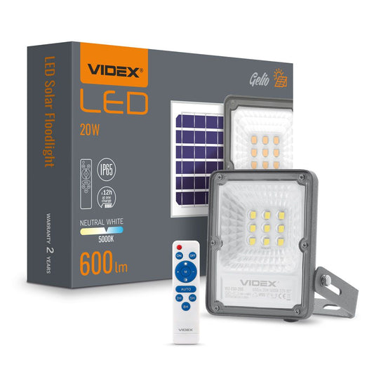 Solar Floodlight VIDEX VLE-FSO-205, 600 lm, 5000 K - official VIDEX image 1