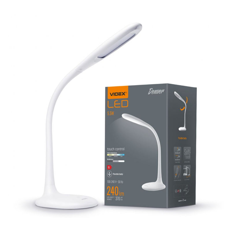 LED-laualamp hämardatav VIDEX-DESK-LAMP-DENVER-WHITE