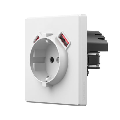 VIDEX NOTA Single Schuko Socket with USB-A + USB-C – White Matte – image 1
