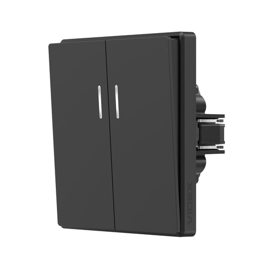 VIDEX NOTA 2-Gang Switch with LED Backlight – Coal Black – image 1