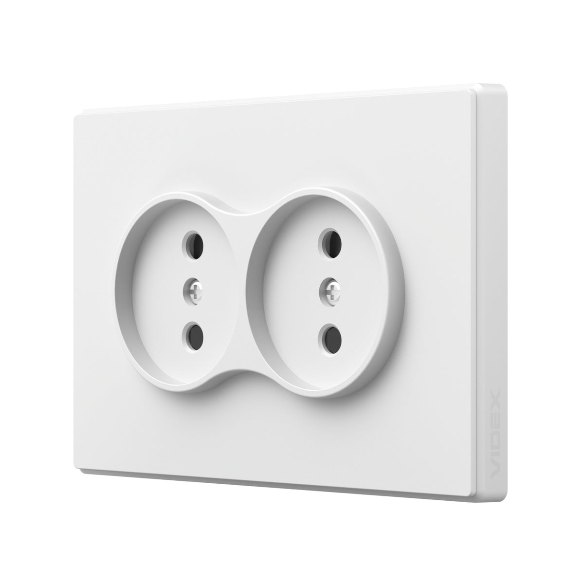 VIDEX NOTA Double Socket without Grounding – White Matte – image 1