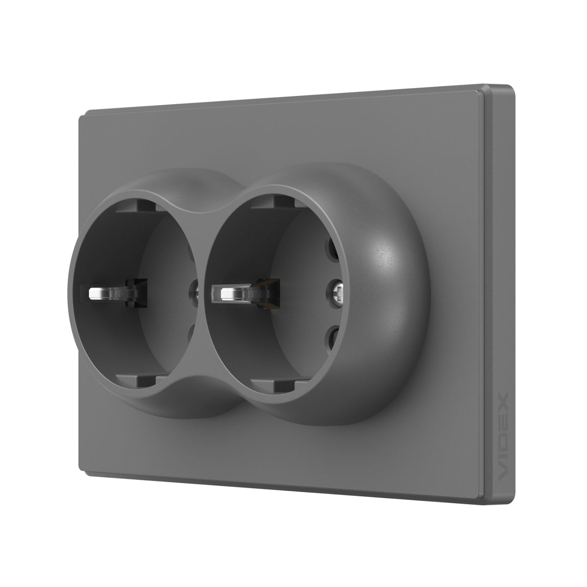 VIDEX NOTA Double Schuko Socket – Grey Graphite – image 1