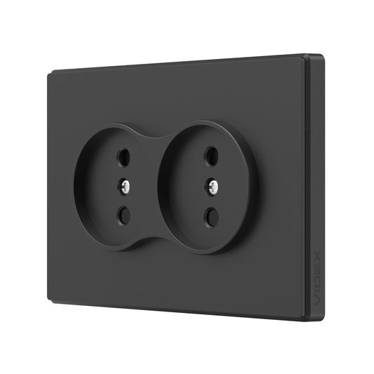 VIDEX NOTA Double Socket without Grounding – Coal Black – image 1
