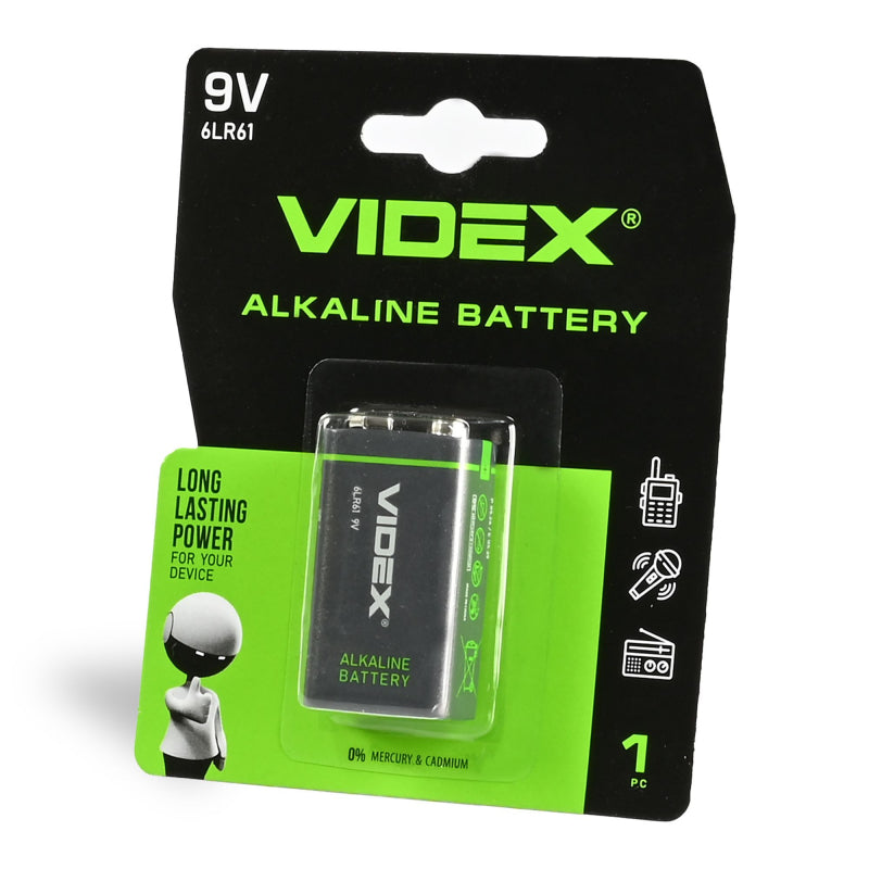 VIDEX 6LR61/9V alkaline battery, 9 V – 1 pc – official VIDEX image 1