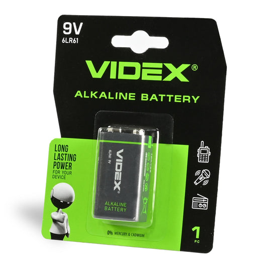 VIDEX 6LR61/9V alkaline battery, 9 V – 1 pc – official VIDEX image 1