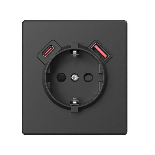 VIDEX NOTA Single Schuko Socket with USB-A + USB-C – Coal Black – image 2