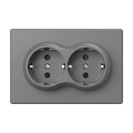 VIDEX NOTA Double Schuko Socket – Grey Graphite – image 2