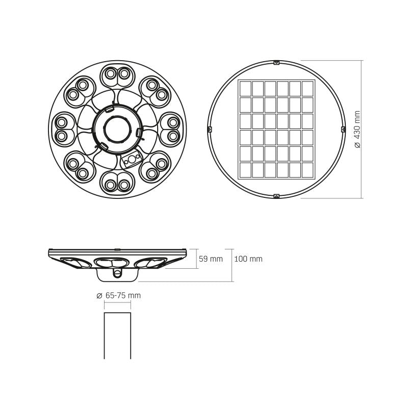 Solar Park Light VIDEX VL-GLSO-1254-S with Motion Sensor, 1400 lm, 3000 K / 5000 K - official VIDEX image 11