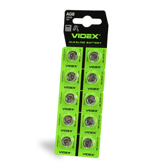 VIDEX AG8/LR1120 alkaline button batteries, 1.5 V – 10-pack – official VIDEX image 1
