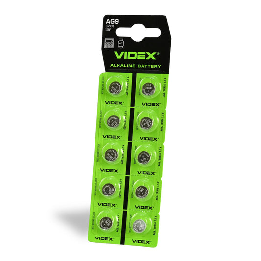 VIDEX AG9/LR936 alkaline button batteries, 1.5 V – 10-pack – official VIDEX image 1