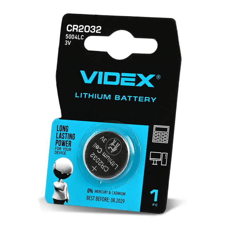 VIDEX CR2032 lithium coin battery, 3 V – 1 pc – official VIDEX image 1