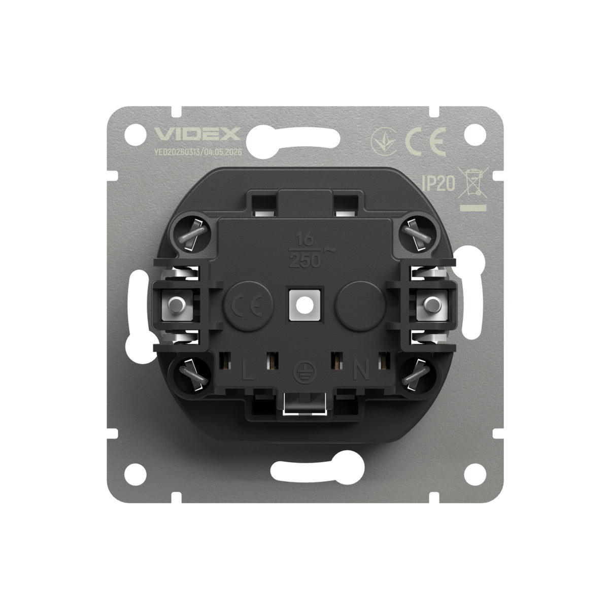 VIDEX NOTA Single Schuko Socket – Grey Graphite – image 4