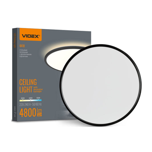 LED-laevalgusti dekoratiivse taustvalgustusega VIDEX DL5R 44W 3000K-4000K-5000K 220V must