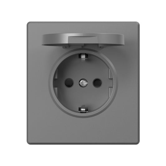 VIDEX NOTA Single Schuko Socket with Cover – Grey Graphite – image 2