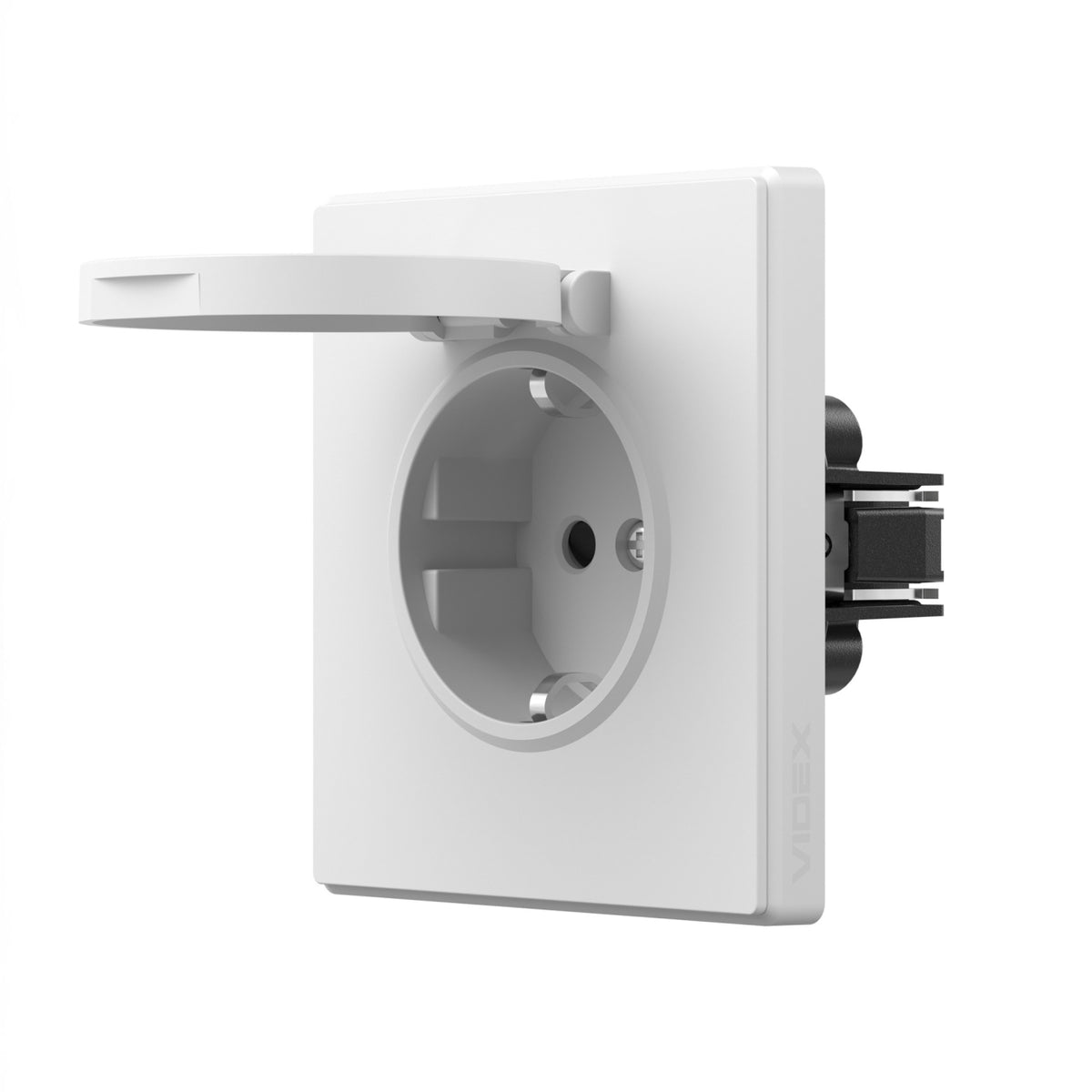 VIDEX NOTA Single Schuko Socket with Cover – White Matte – image 1