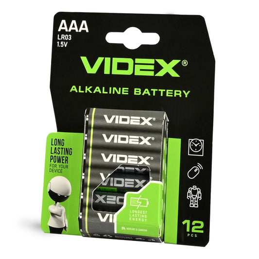 VIDEX LR03/AAA alkaline batteries, 1.5 V – 12-pack – official VIDEX image 1