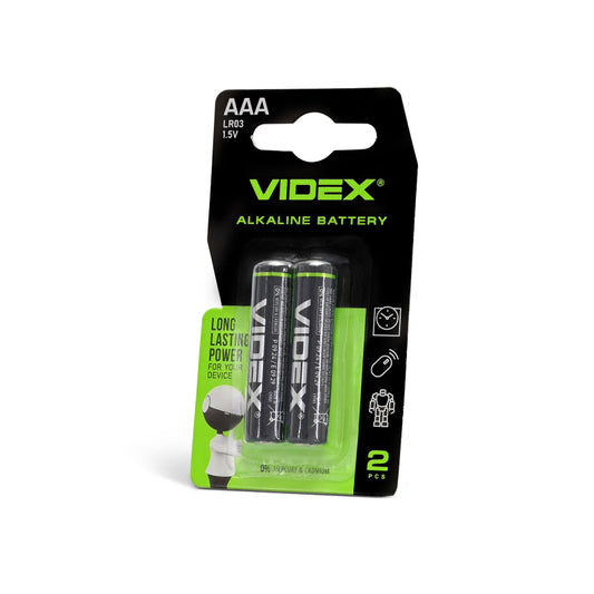 VIDEX LR03/AAA alkaline batteries, 1.5 V – 2-pack – official VIDEX image 1
