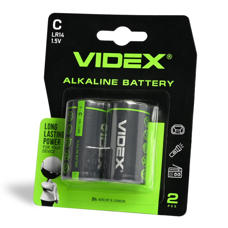 VIDEX LR14/C alkaline batteries, 1.5 V – 2-pack – official VIDEX image 1