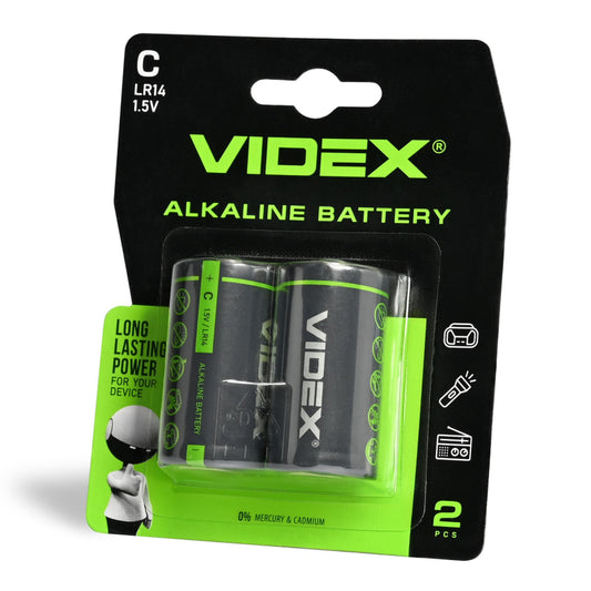 VIDEX LR14/C alkaline batteries, 1.5 V – 2-pack – official VIDEX image 1